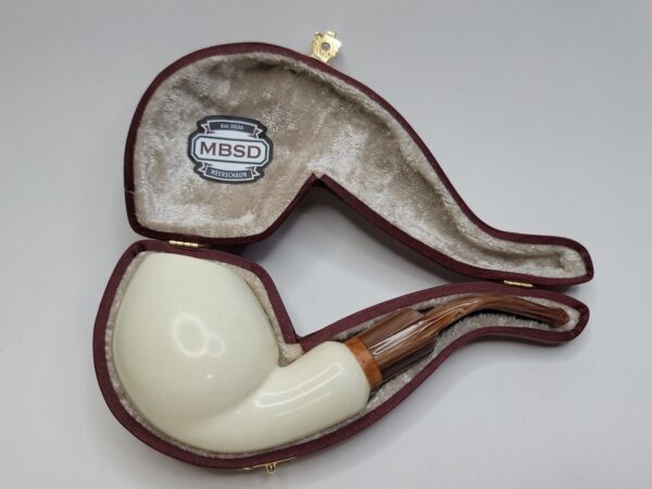 MBSD Meerschaum Bent Blowfish Block Meerschaum Tobacco Pipe, 9mm Filter, Case [SOLD OUT] - Image 4