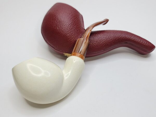 MBSD Meerschaum Bent Blowfish Block Meerschaum Tobacco Pipe, 9mm Filter, Case [SOLD OUT] - Image 5
