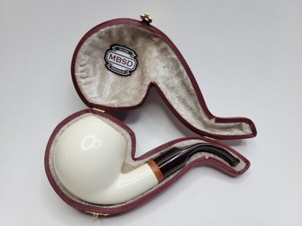 MBSD Meerschaum Deluxe Bent Apple Block Meerschaum Tobacco Pipe, 9mm, Case [SOLD OUT] - Image 4
