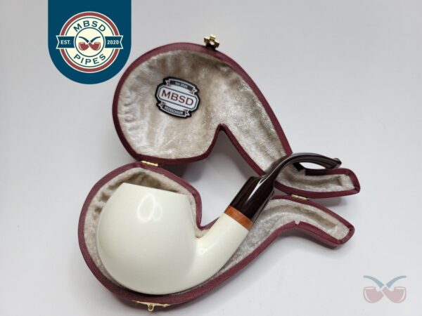 MBSD Meerschaum Deluxe Bent Apple Block Meerschaum Tobacco Pipe, 9mm, Case [SOLD OUT]