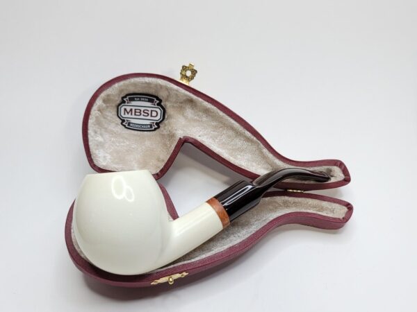 MBSD Meerschaum Deluxe Bent Apple Block Meerschaum Tobacco Pipe, 9mm, Case [SOLD OUT] - Image 3