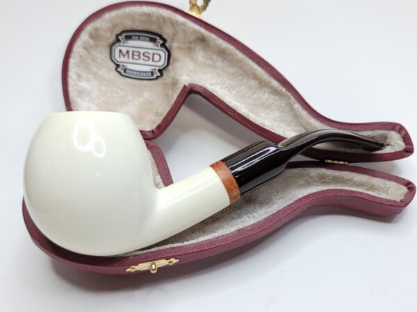 MBSD Meerschaum Deluxe Bent Apple Block Meerschaum Tobacco Pipe, 9mm, Case [SOLD OUT] - Image 4