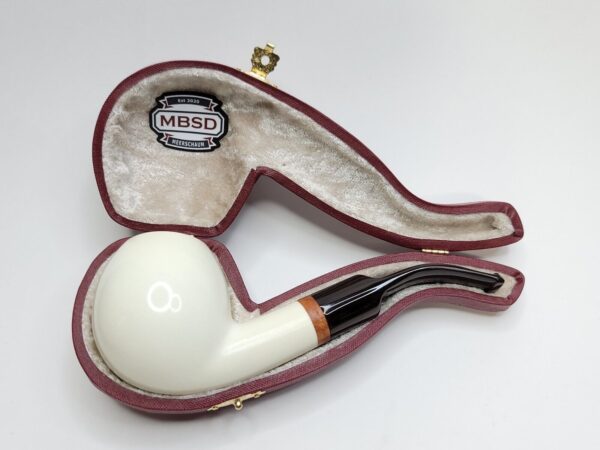 MBSD Meerschaum Deluxe Bent Apple Block Meerschaum Tobacco Pipe, 9mm, Case [SOLD OUT] - Image 7