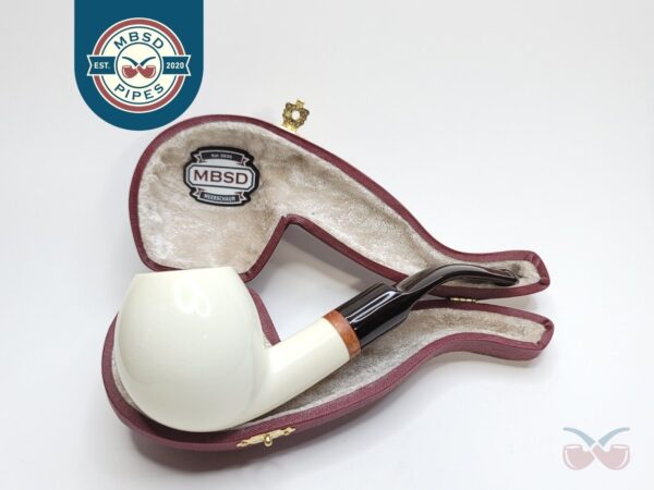 MBSD Meerschaum Deluxe Bent Apple Block Meerschaum Tobacco Pipe, 9mm, Case [SOLD OUT]