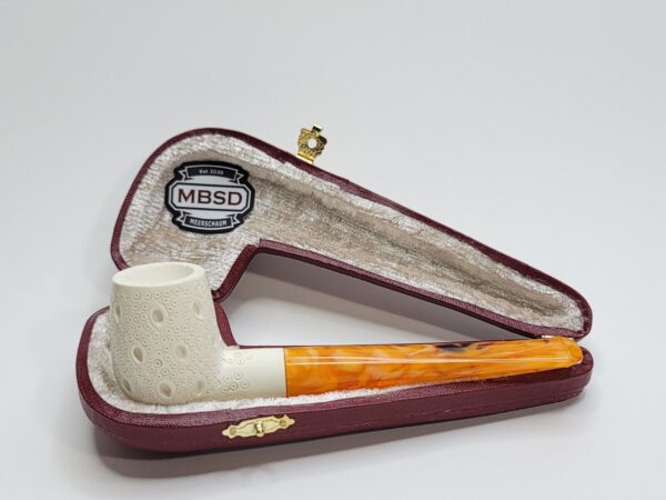 MBSD Meerschaum Straight Lattice Billiard Block Meerschaum Tobacco Pipe, Fitted [SOLD OUT] - Image 3
