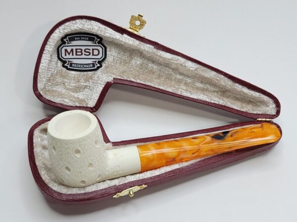 MBSD Meerschaum Straight Lattice Billiard Block Meerschaum Tobacco Pipe, Fitted [SOLD OUT] - Image 4