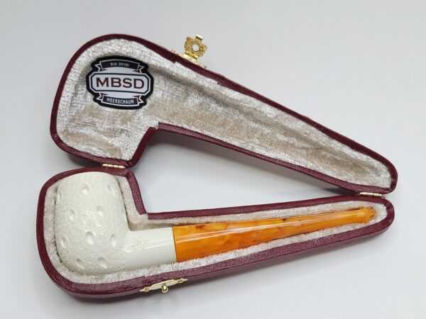 MBSD Meerschaum Straight Lattice Billiard Block Meerschaum Tobacco Pipe, Fitted [SOLD OUT] - Image 5