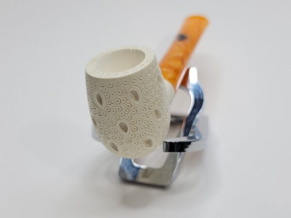 MBSD Meerschaum Straight Lattice Billiard Block Meerschaum Tobacco Pipe, Fitted [SOLD OUT] - Image 6