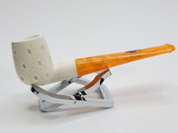 MBSD Meerschaum Straight Lattice Billiard Block Meerschaum Tobacco Pipe, Fitted [SOLD OUT] - Image 8
