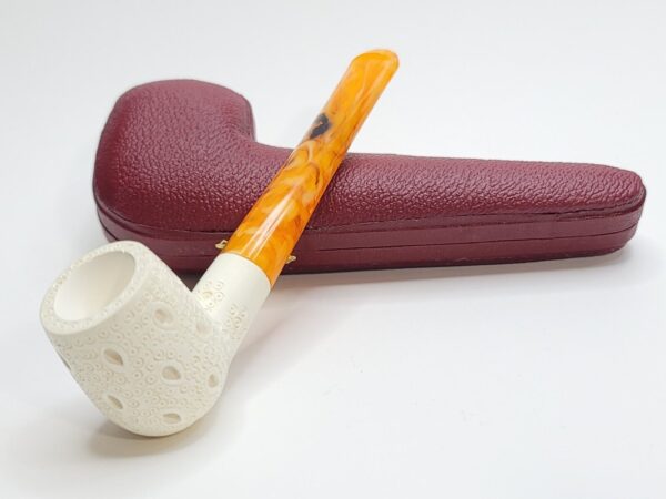 MBSD Meerschaum Straight Lattice Billiard Block Meerschaum Tobacco Pipe, Fitted [SOLD OUT] - Image 9