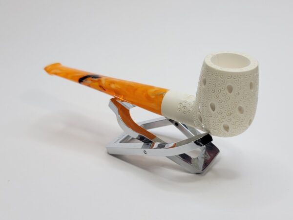 MBSD Meerschaum Straight Lattice Billiard Block Meerschaum Tobacco Pipe, Fitted [SOLD OUT] - Image 10