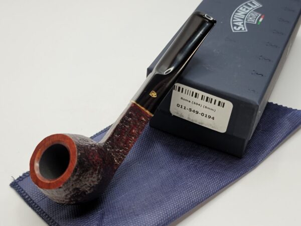Savinelli Roma 504 Rusticated Straight Bulldog Briar Tobacco Pipe, 6mm, Italy - Image 3