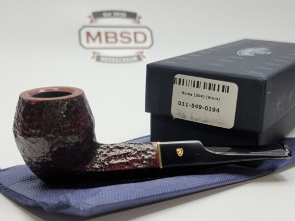 Savinelli Roma 504 Rusticated Straight Bulldog Briar Tobacco Pipe, 6mm, Italy - Image 4