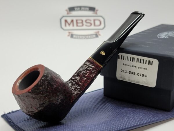 Savinelli Roma 504 Rusticated Straight Bulldog Briar Tobacco Pipe, 6mm, Italy