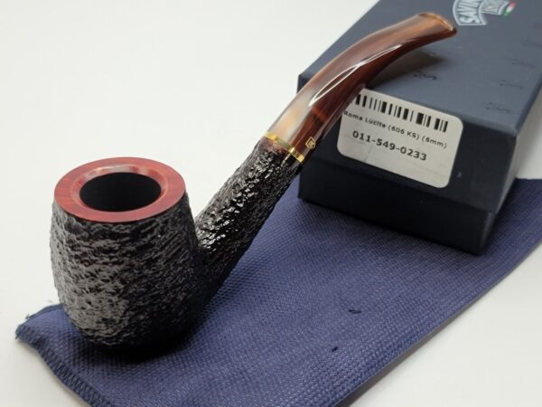 Savinelli Roma Lucite 606 KS Sandblasted Bent Billiard Briar Tobacco Pipe, 6mm [SOLD OUT] - Image 3