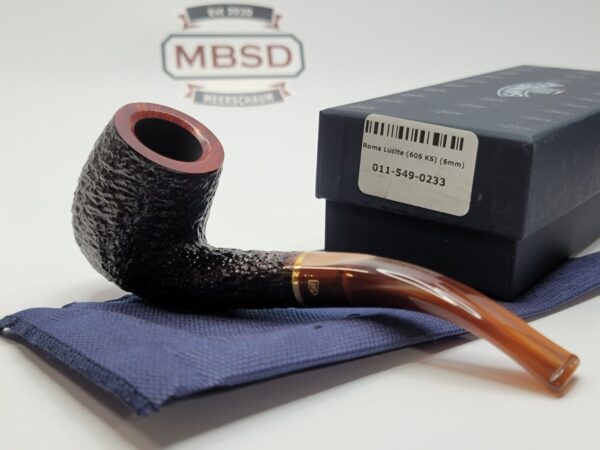 Savinelli Roma Lucite 606 KS Sandblasted Bent Billiard Briar Tobacco Pipe, 6mm [SOLD OUT] - Image 5