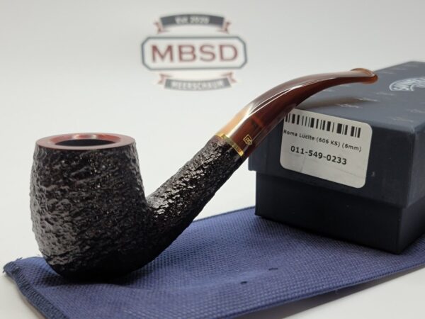 Savinelli Roma Lucite 606 KS Sandblasted Bent Billiard Briar Tobacco Pipe, 6mm [SOLD OUT]