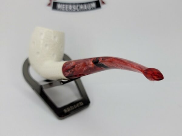 Unsmoked Hand Carved Lattice Bent Billiard Meerschaum Pipe w/ Fitted Case [SOLD OUT] - Image 11
