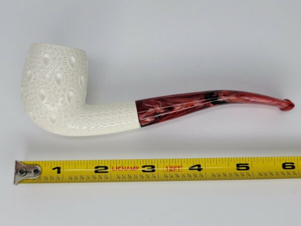 Unsmoked Hand Carved Lattice Bent Billiard Meerschaum Pipe w/ Fitted Case [SOLD OUT] - Image 12