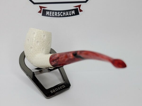 Unsmoked Hand Carved Lattice Bent Billiard Meerschaum Pipe w/ Fitted Case [SOLD OUT] - Image 10