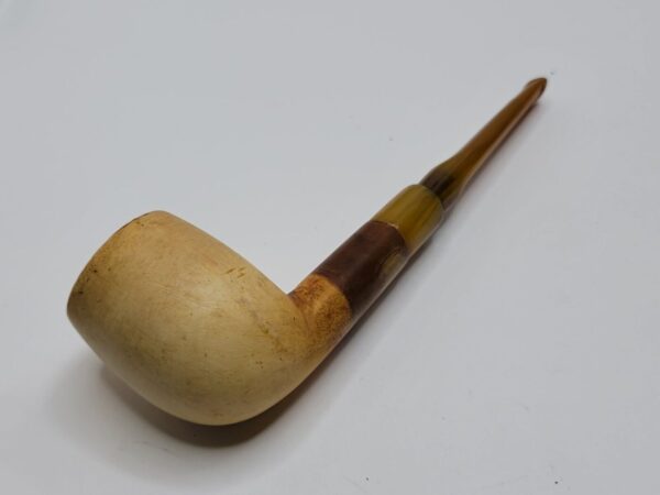 Vintage Block Meerschaum Straight Billiard Estate Tobacco Pipe, Saddle Stem [SOLD OUT] - Image 9