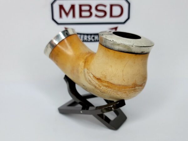 19th C. Antique Austrian Double Silver Mounted Meerschaum Kalmasch Tobacco Pipe [SOLD OUT] - Image 3