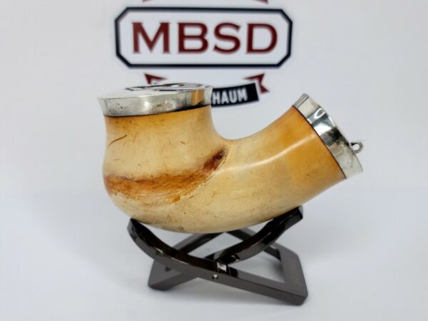 19th C. Antique Austrian Double Silver Mounted Meerschaum Kalmasch Tobacco Pipe [SOLD OUT] - Image 5
