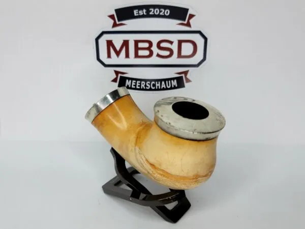 19th C. Antique Austrian Double Silver Mounted Meerschaum Kalmasch Tobacco Pipe [SOLD OUT]