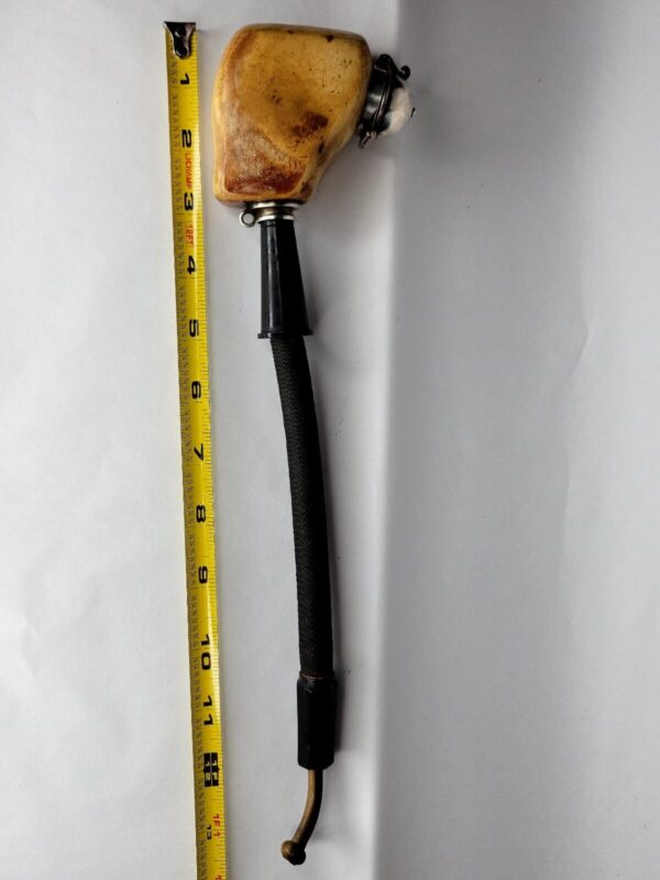 Antique 19th Century Meerschaum Tobacco Pipe, Original Long Stem, Double Silver [SOLD OUT] - Image 12