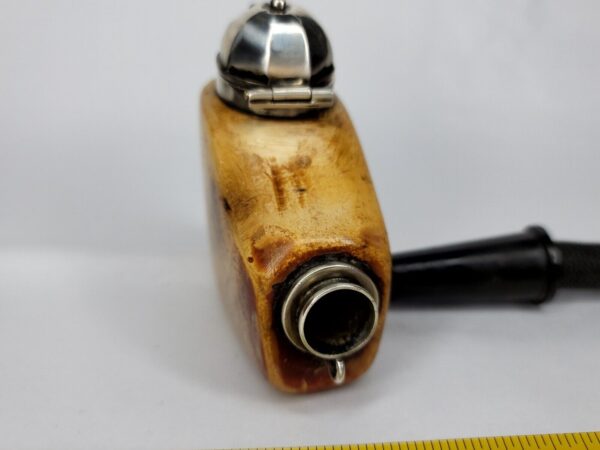 Antique 19th Century Meerschaum Tobacco Pipe, Original Long Stem, Double Silver [SOLD OUT] - Image 13