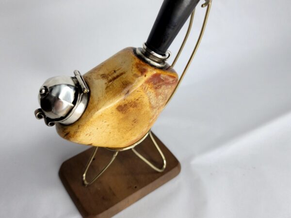 Antique 19th Century Meerschaum Tobacco Pipe, Original Long Stem, Double Silver [SOLD OUT] - Image 4