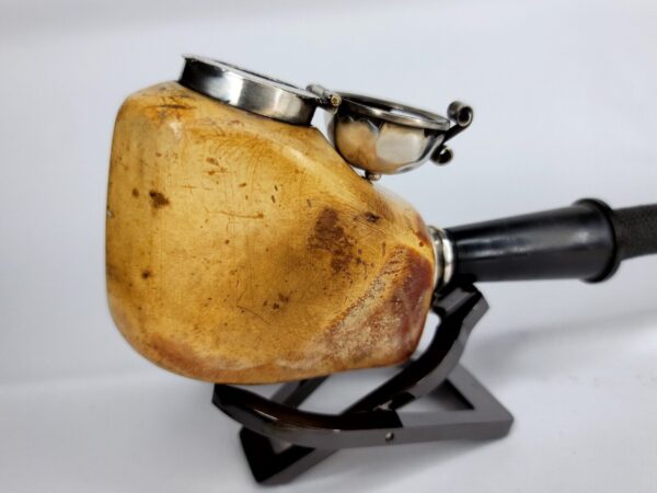 Antique 19th Century Meerschaum Tobacco Pipe, Original Long Stem, Double Silver [SOLD OUT] - Image 5