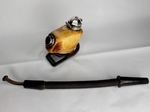 Antique 19th Century Meerschaum Tobacco Pipe, Original Long Stem, Double Silver [SOLD OUT] - Image 8