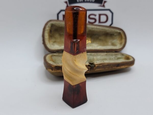 Antique Block Meerschaum Cigar Cigarette Holder Baltic Amber Mouthpiece, Case [SOLD OUT] - Image 3