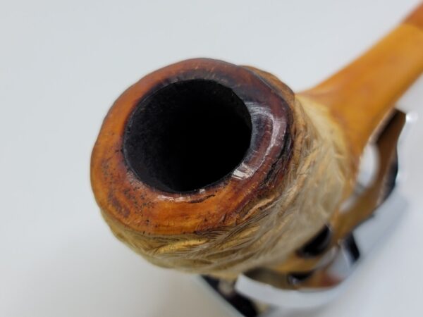 Antique Block Meerschaum Tobacco Pipe Of Humming Bird With Genuine Amber Stem [SOLD OUT] - Image 14