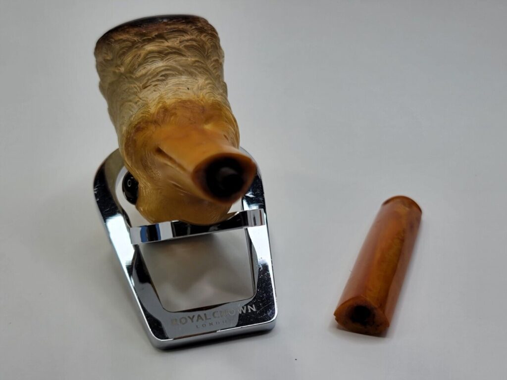 Antique Block Meerschaum Tobacco Pipe Of Humming Bird With Genuine