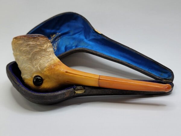 Antique Block Meerschaum Tobacco Pipe Of Humming Bird With Genuine Amber Stem [SOLD OUT] - Image 3