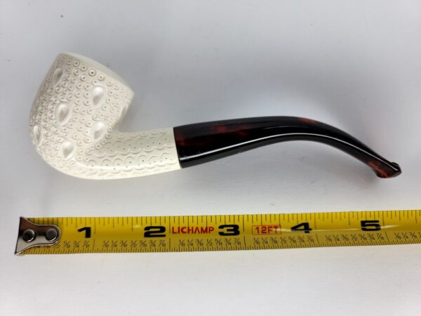Hand Carved Lattice Block Meerschaum Tobacco Smoking Pipe, Unsmoked, MBSD [SOLD OUT] - Image 10