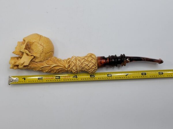 Large Sadik Yanik Skull Block Meerschaum Tobacco Pipe, Unsmoked, Signed, Case [SOLD OUT] - Image 20