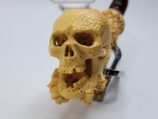 Large Sadik Yanik Skull Block Meerschaum Tobacco Pipe, Unsmoked, Signed, Case [SOLD OUT] - Image 6