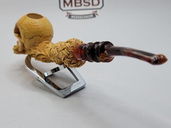 Large Sadik Yanik Skull Block Meerschaum Tobacco Pipe, Unsmoked, Signed, Case [SOLD OUT] - Image 8