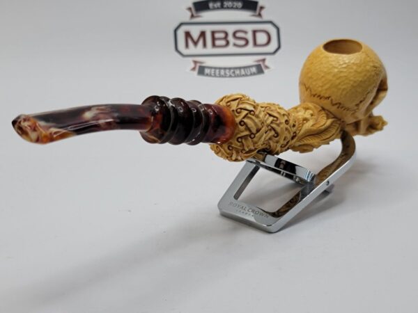 Large Sadik Yanik Skull Block Meerschaum Tobacco Pipe, Unsmoked, Signed, Case [SOLD OUT] - Image 10