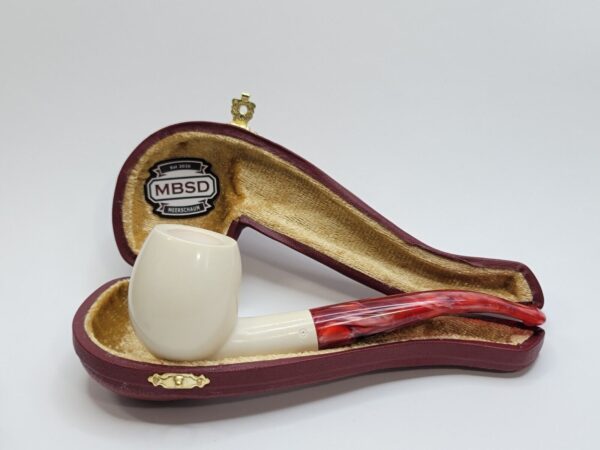 MBSD Meerschaum Bent Billiard Block Meerschaum Tobacco Pipe, Fitted Case [SOLD OUT] - Image 3