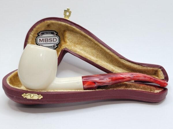 MBSD Meerschaum Bent Billiard Block Meerschaum Tobacco Pipe, Fitted Case [SOLD OUT] - Image 4