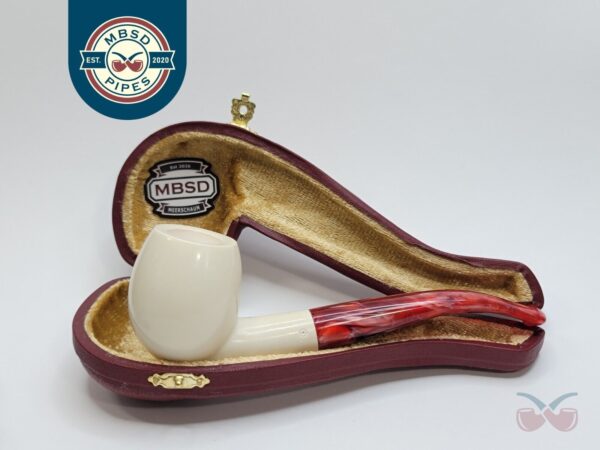 MBSD Meerschaum Bent Billiard Block Meerschaum Tobacco Pipe, Fitted Case [SOLD OUT]