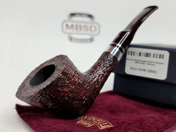 Savinelli Bacco Rusticated Dark Brown 904 KS, 6mm, Dublin Briar Tobacco Pipe - Image 3