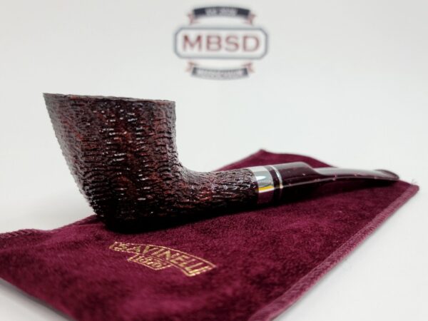 Savinelli Bacco Rusticated Dark Brown 904 KS, 6mm, Dublin Briar Tobacco Pipe - Image 4