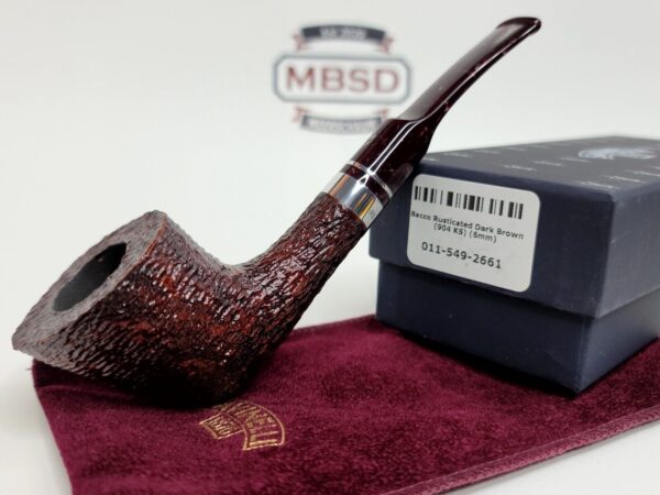 Savinelli Bacco Rusticated Dark Brown 904 KS, 6mm, Dublin Briar Tobacco Pipe