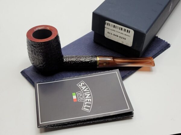 Savinelli Roma Lucite 114 KS Rusticated Billiard Briar Tobacco Pipe, 6mm, Italy [SOLD OUT] - Image 4