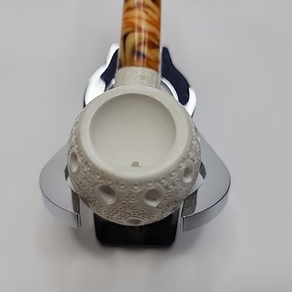 Small Lattice Bent Billiard Block Meerschaum Tobacco Smoking Pipe, Case [SOLD OUT] - Image 5